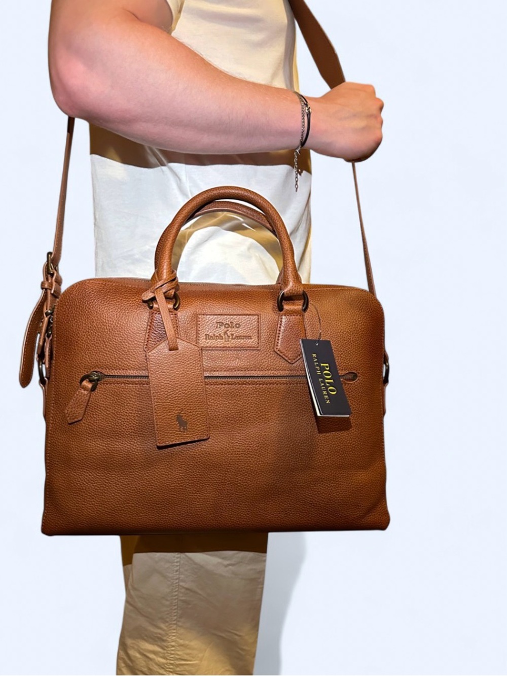 Polo by Ralph Lauren Brown Leather Briefcase - Picture 6 of 10